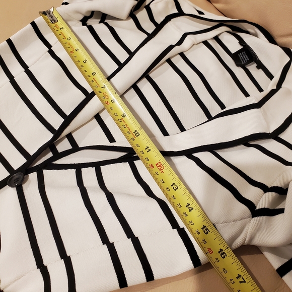 Pink tartan xs cardigan white black stripe jacket office dressy fitted preppy - Picture 15 of 16